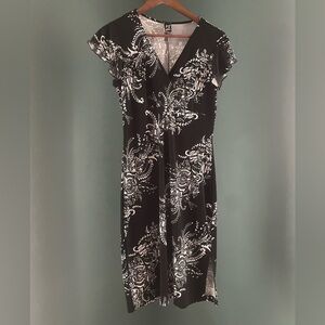 PS  White Patterned Midi Dress 80s S vintage late 80s